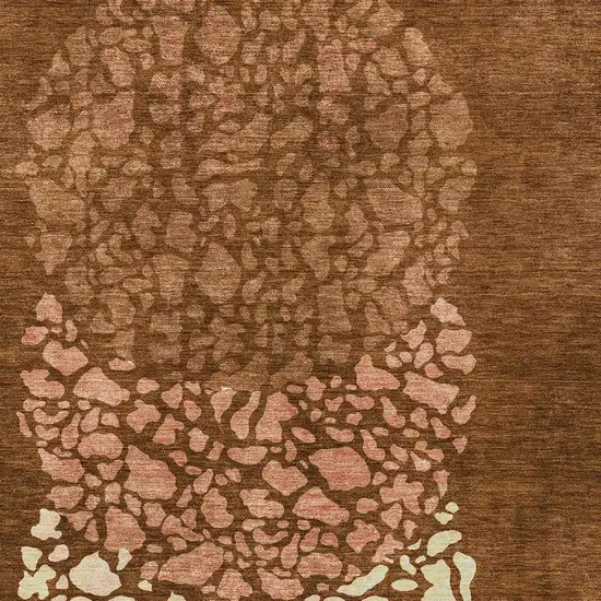Orange Terra Cotta And Ivory Abstract Washable Indoor Outdoor Area Rug Photo 6