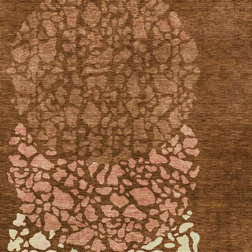 Orange Terra Cotta And Ivory Abstract Washable Indoor Outdoor Area Rug Photo 6