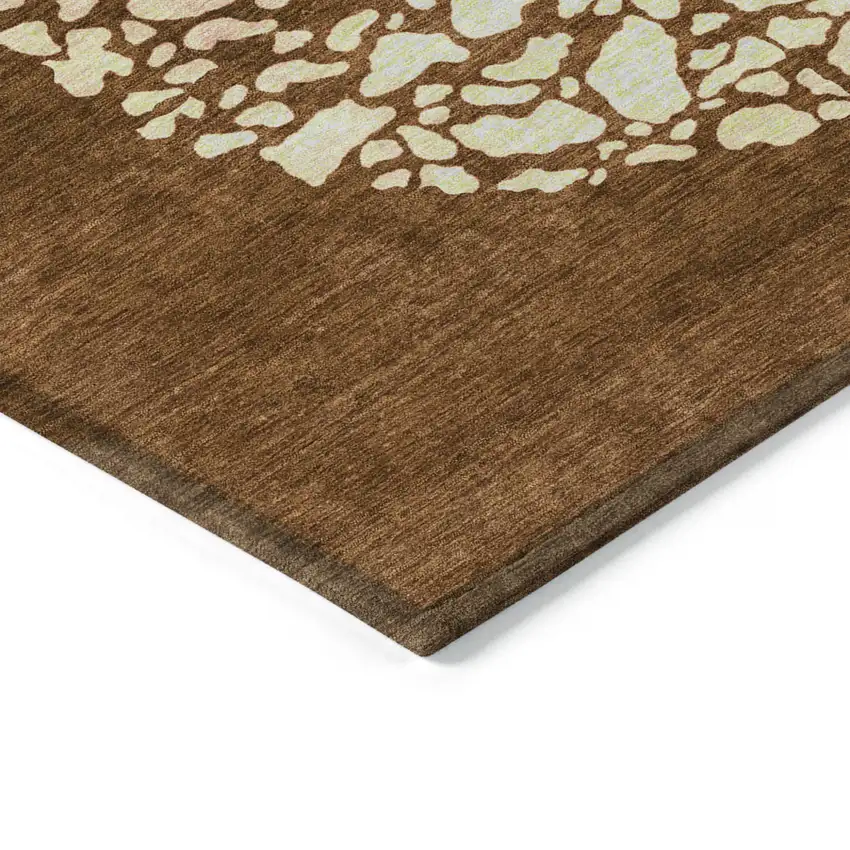 Orange Terra Cotta And Ivory Abstract Washable Indoor Outdoor Area Rug Photo 6