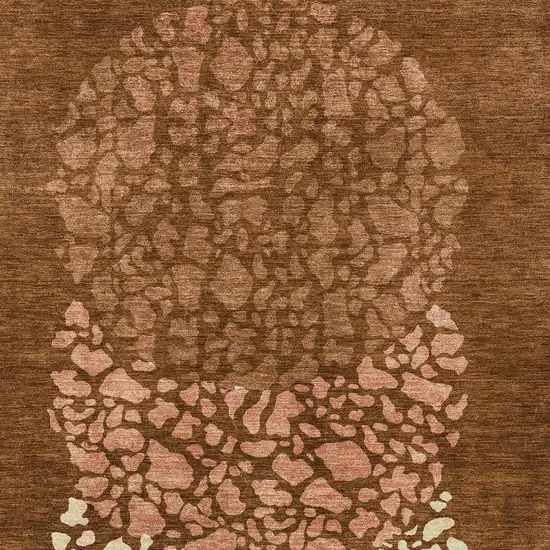 Orange Terra Cotta And Ivory Abstract Washable Indoor Outdoor Area Rug Photo 7