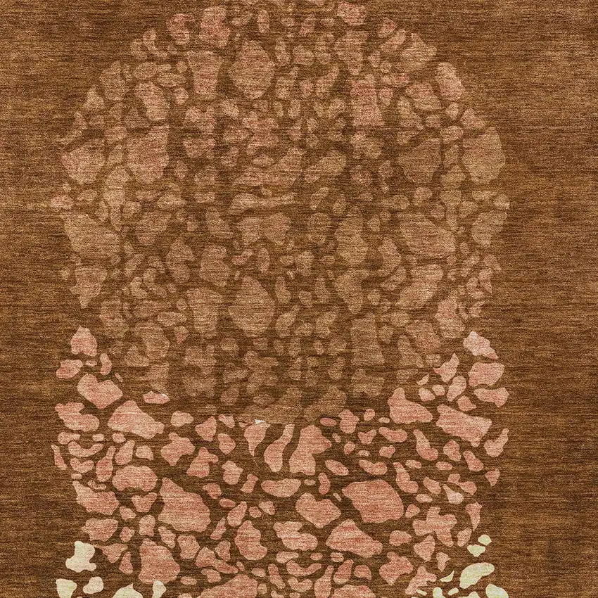 Orange Terra Cotta And Ivory Abstract Washable Indoor Outdoor Area Rug Photo 7