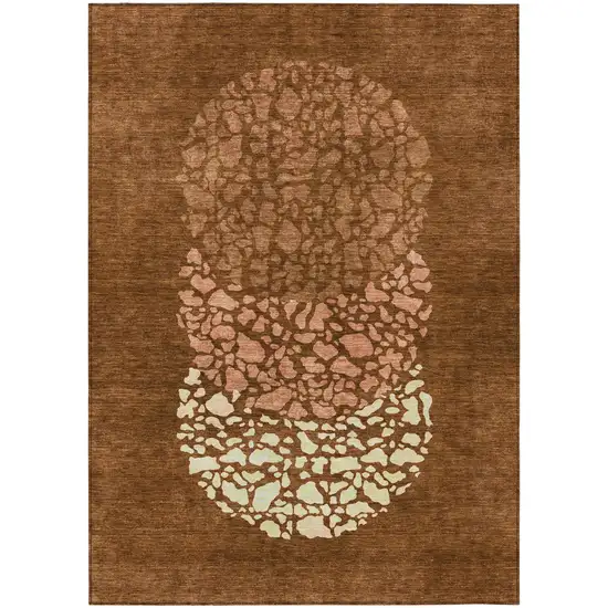 Orange Terra Cotta And Ivory Abstract Washable Indoor Outdoor Area Rug Photo 2