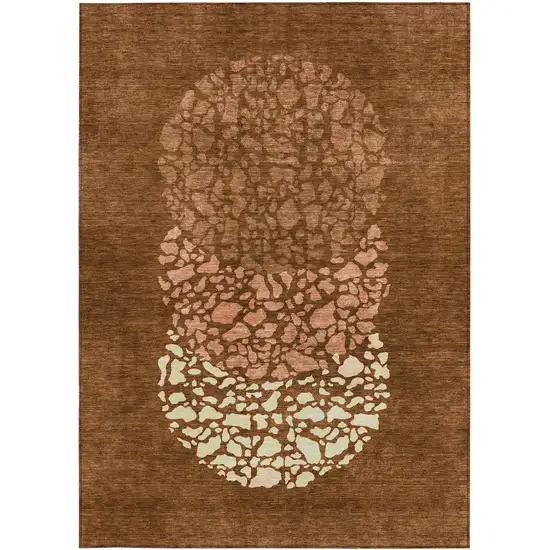Orange Terra Cotta And Ivory Abstract Washable Indoor Outdoor Area Rug Photo 5