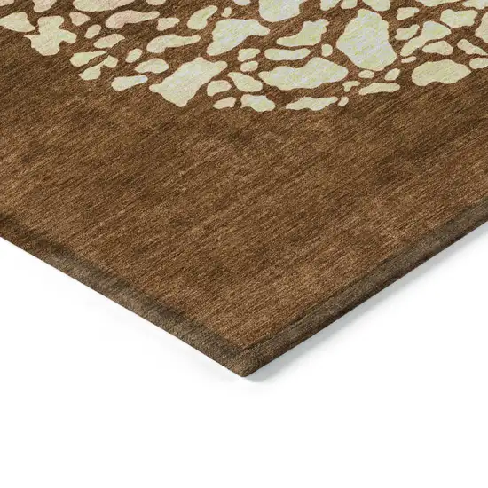 Orange Terra Cotta And Ivory Abstract Washable Indoor Outdoor Area Rug Photo 7