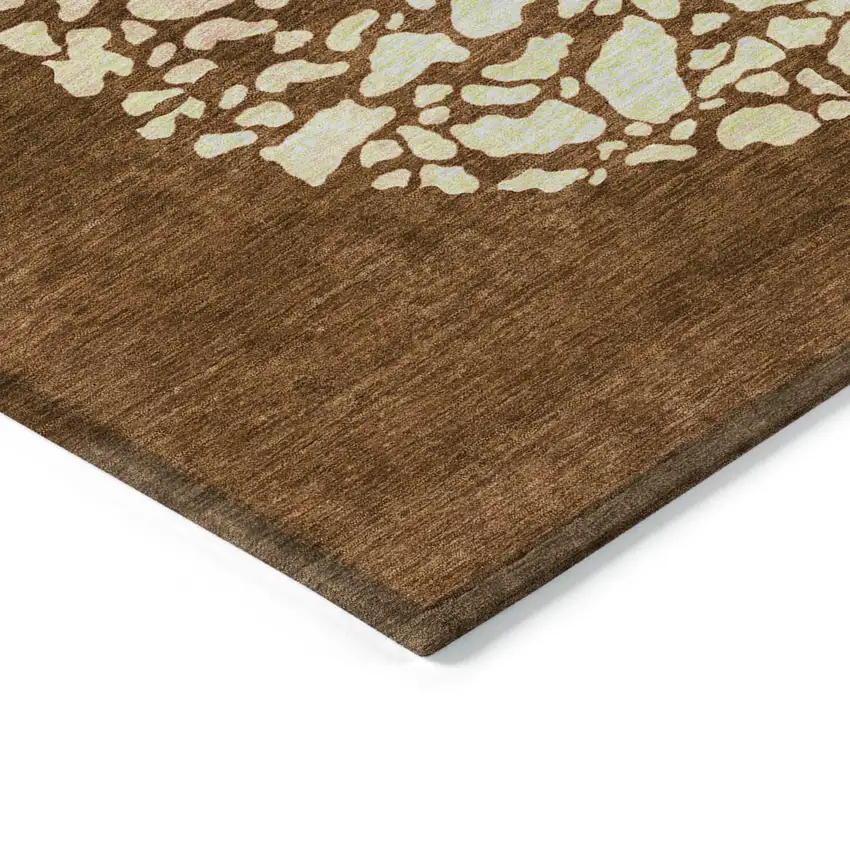 Orange Terra Cotta And Ivory Abstract Washable Indoor Outdoor Area Rug Photo 7