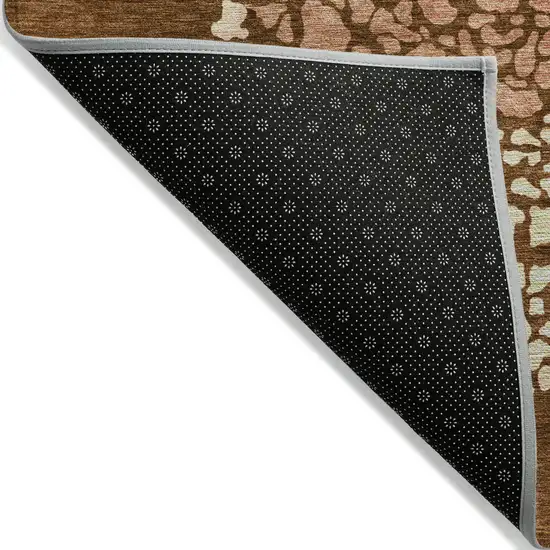 Orange Terra Cotta And Ivory Abstract Washable Indoor Outdoor Area Rug Photo 6