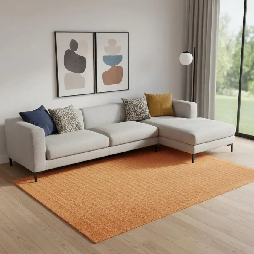 Orange Wool Area Rug Photo 1