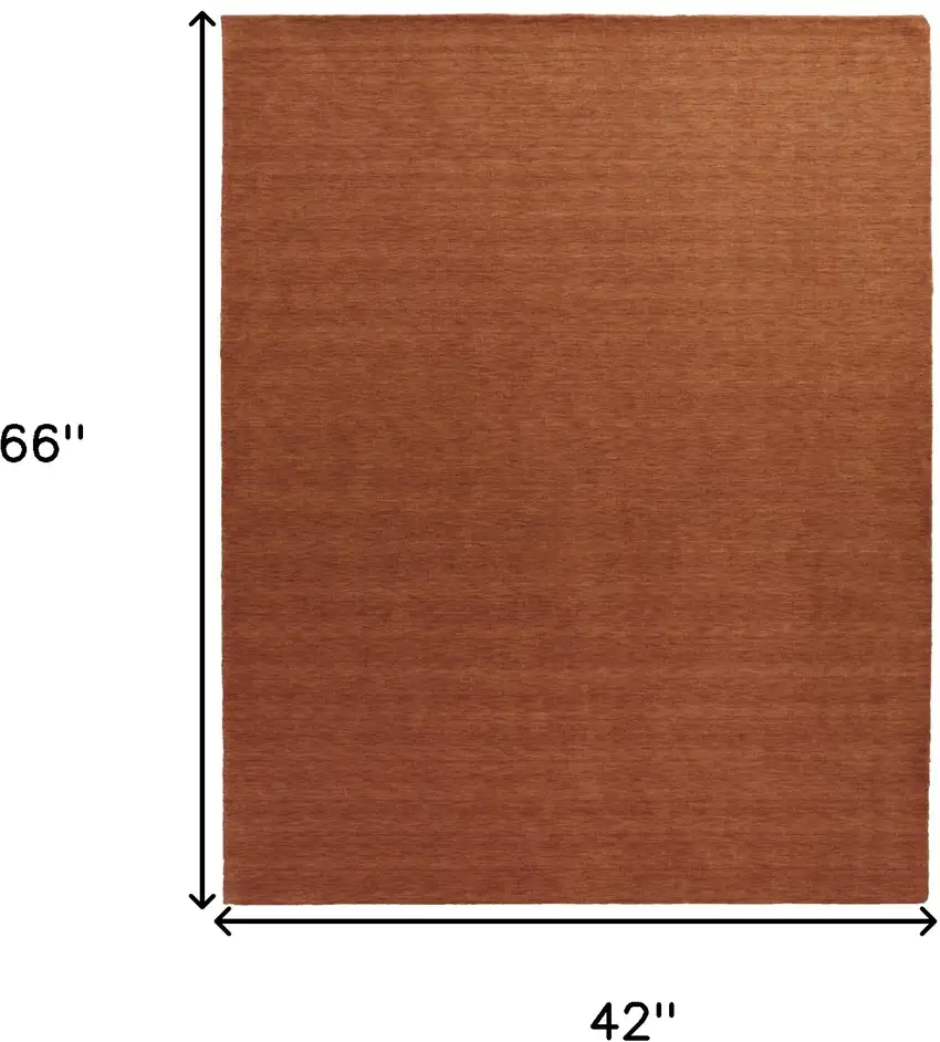 Orange Wool Hand Woven Area Rug Photo 3