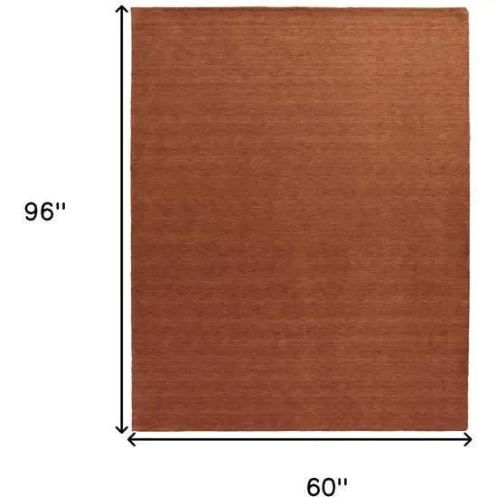 Orange Wool Hand Woven Area Rug Photo 7