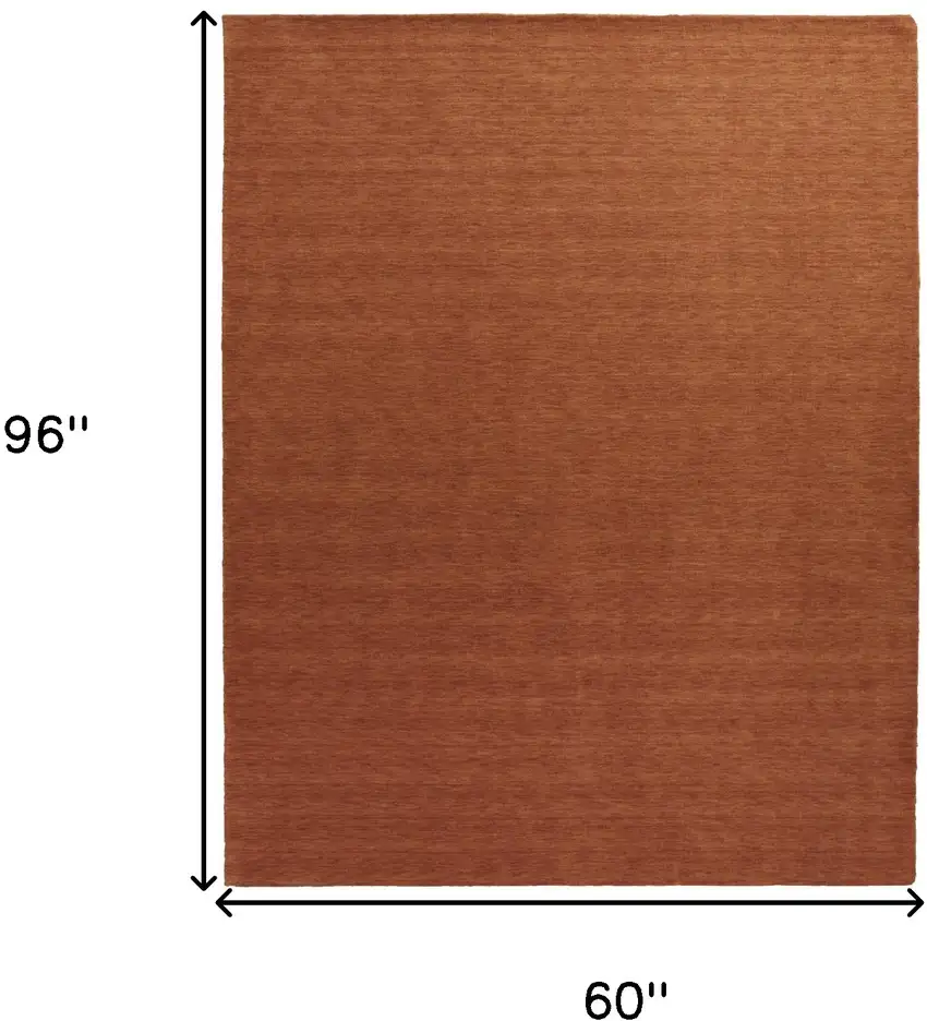 Orange Wool Hand Woven Area Rug Photo 7
