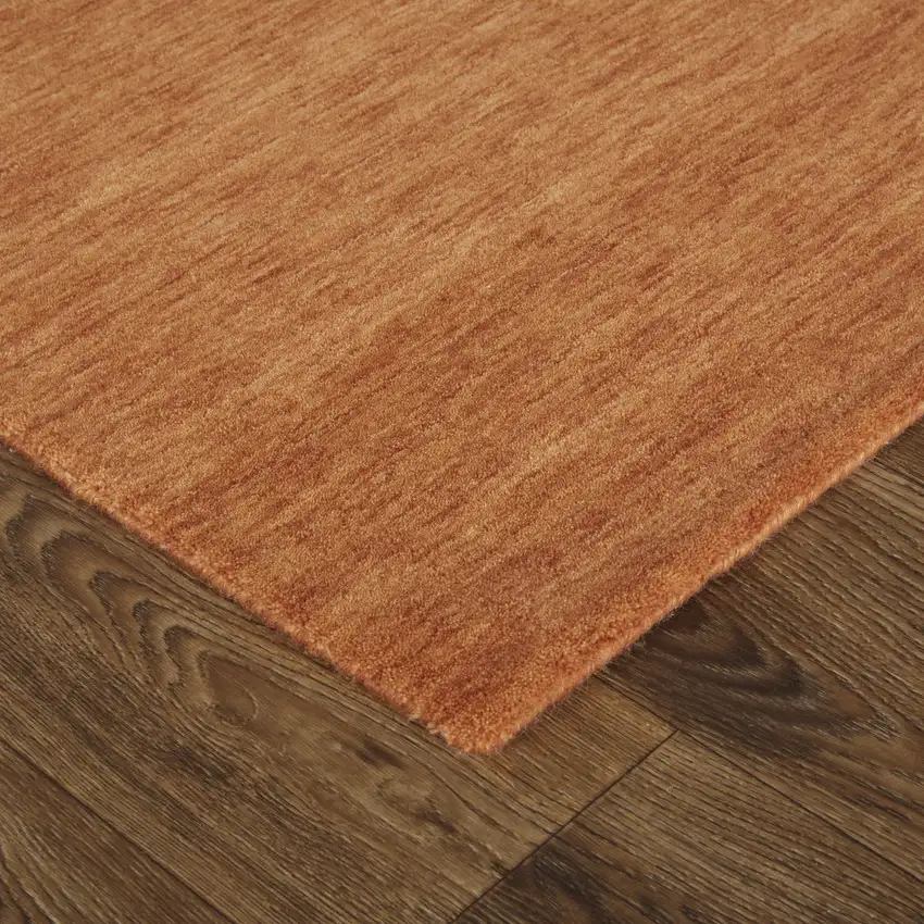 Orange Wool Hand Woven Area Rug Photo 9