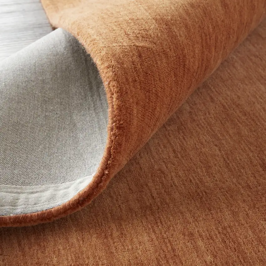Orange Wool Hand Woven Area Rug Photo 9