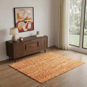 Photo of Orange Wool Shag Handmade Area Rug