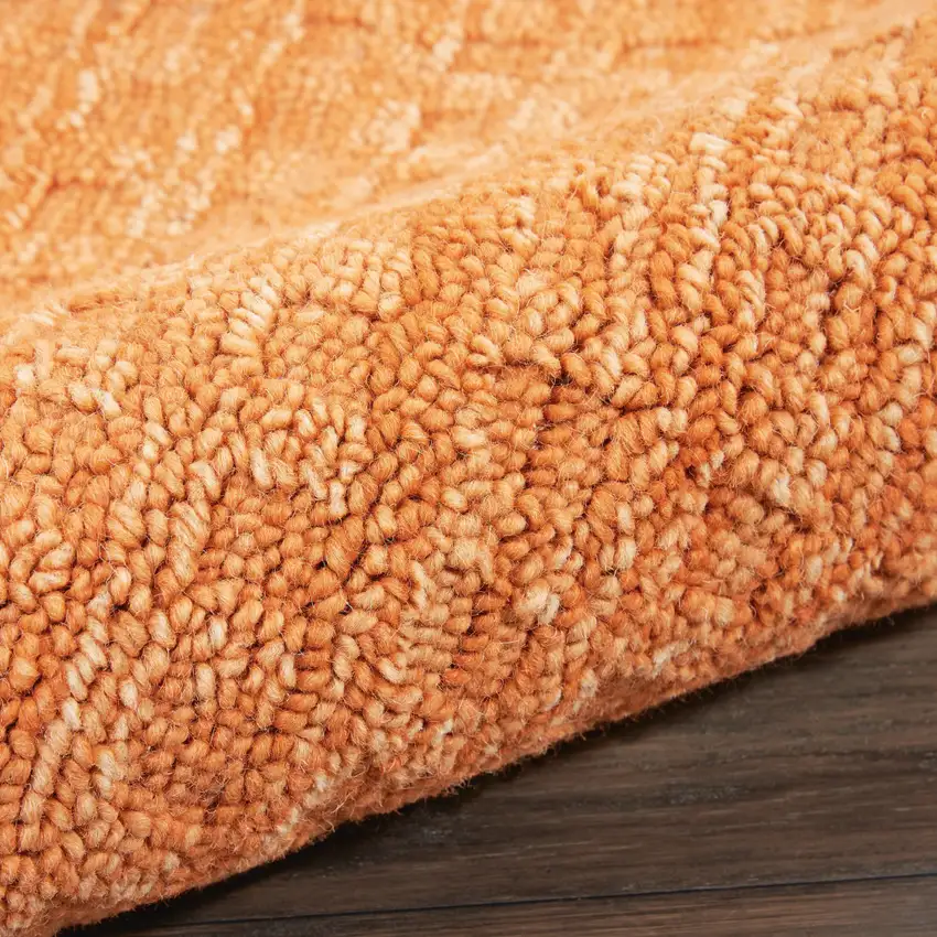 Orange Wool Shag Handmade Area Rug Photo 9