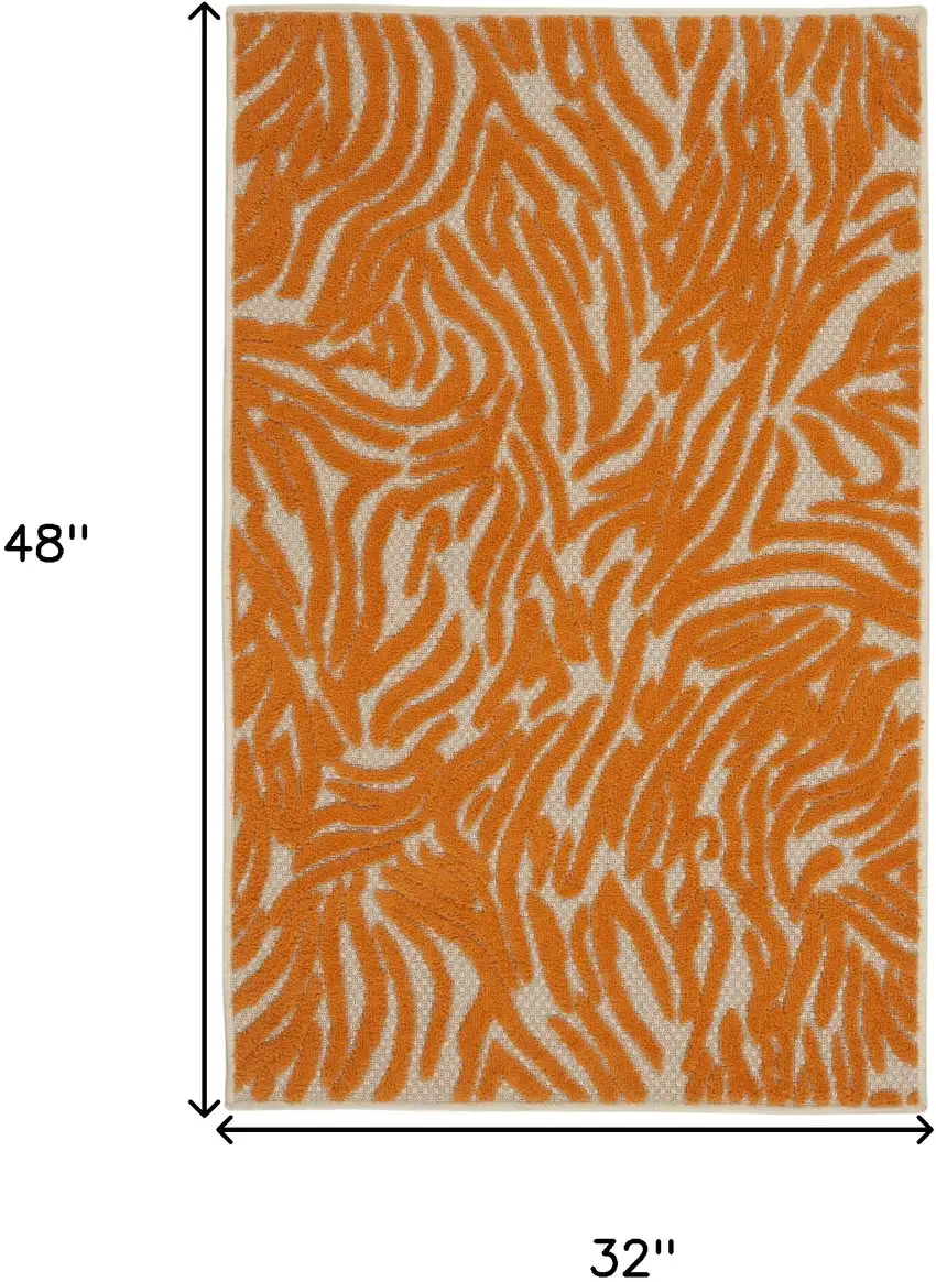 Orange And Ivory Abstract Stain Resistant Indoor Outdoor Area Rug Photo 7