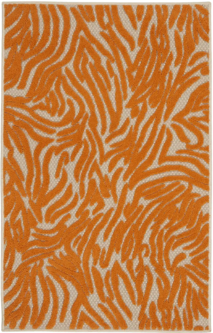 Orange Zebra Pattern Indoor Outdoor Area Rug Photo 1