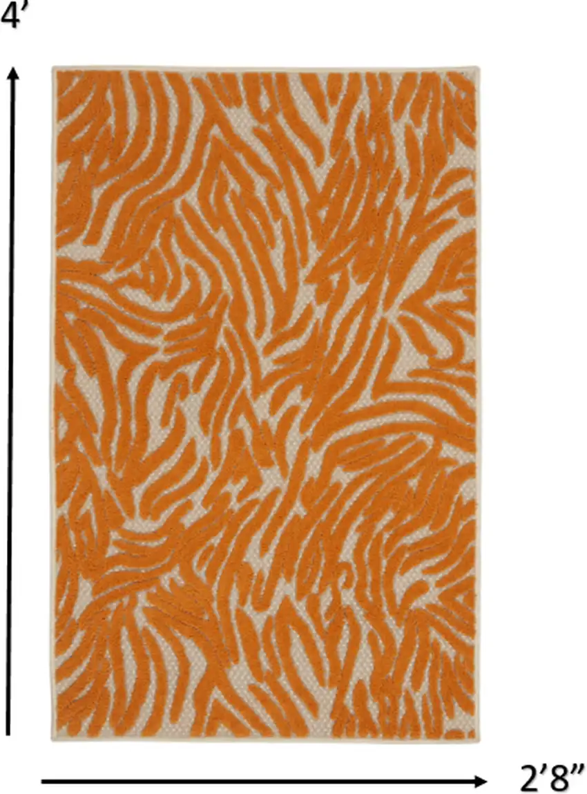 Orange Zebra Pattern Indoor Outdoor Area Rug Photo 5