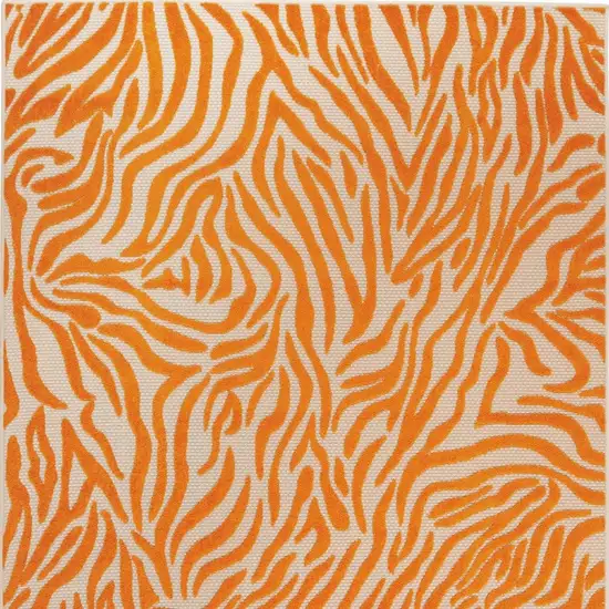 Orange And Ivory Abstract Stain Resistant Indoor Outdoor Area Rug Photo 3