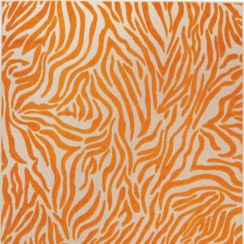 Orange And Ivory Abstract Stain Resistant Indoor Outdoor Area Rug Photo 3