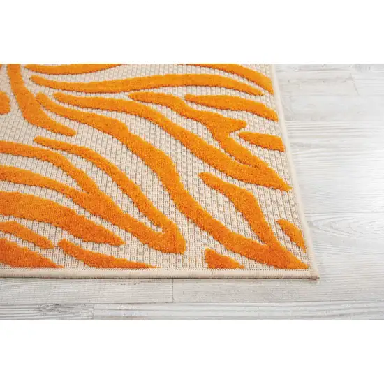 Orange And Ivory Abstract Stain Resistant Indoor Outdoor Area Rug Photo 6