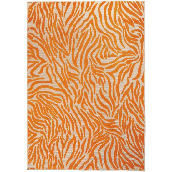 Orange And Ivory Abstract Stain Resistant Indoor Outdoor Area Rug Photo 2