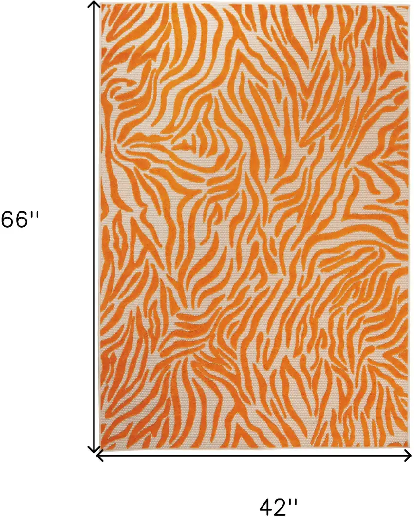 Orange And Ivory Abstract Stain Resistant Indoor Outdoor Area Rug Photo 7