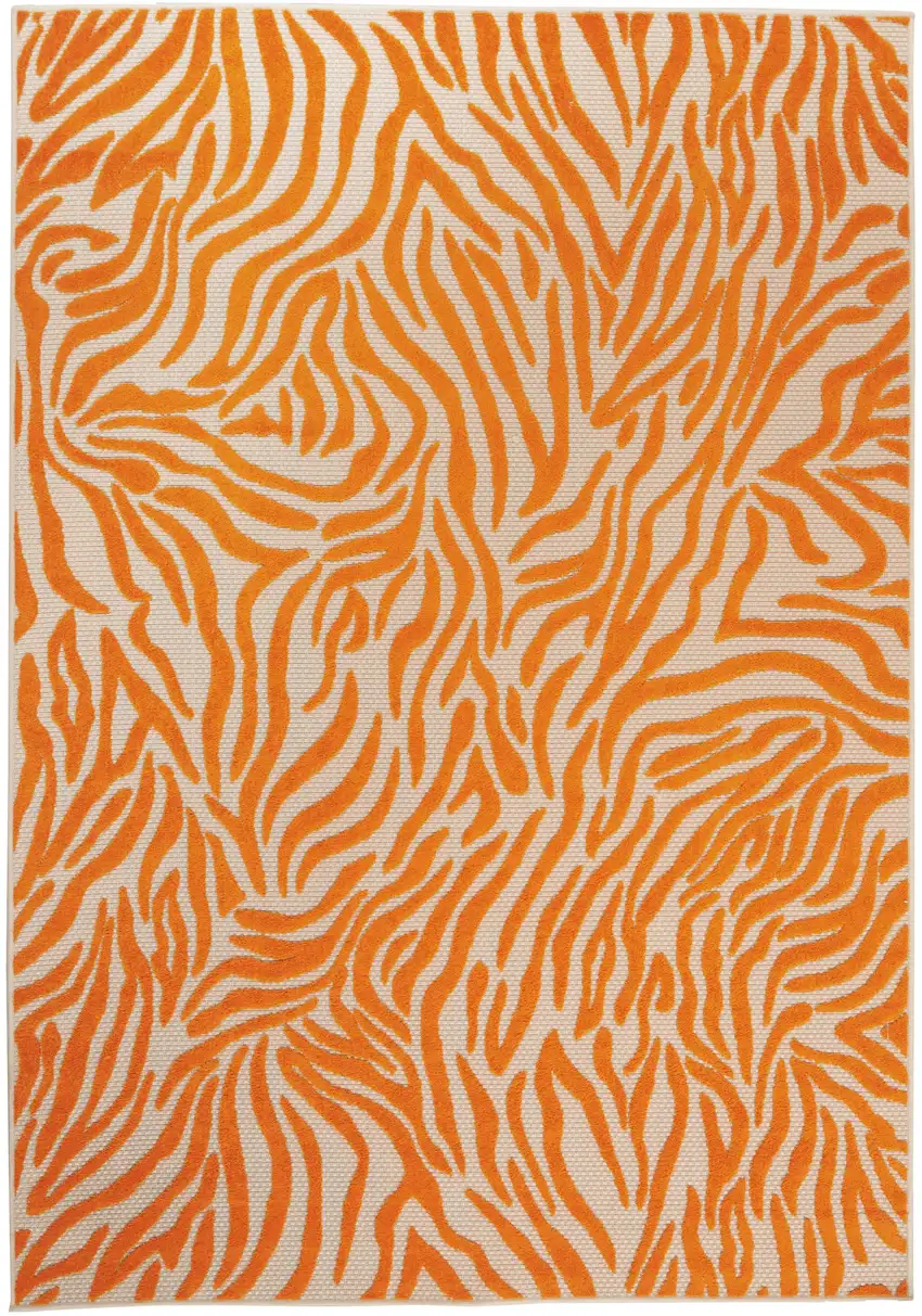 Orange And Ivory Abstract Stain Resistant Indoor Outdoor Area Rug Photo 1