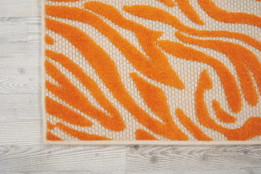 Orange Zebra Pattern Indoor Outdoor Area Rug Photo 3