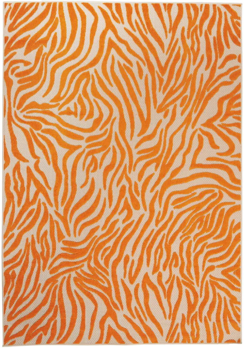 Orange Zebra Pattern Indoor Outdoor Area Rug Photo 1