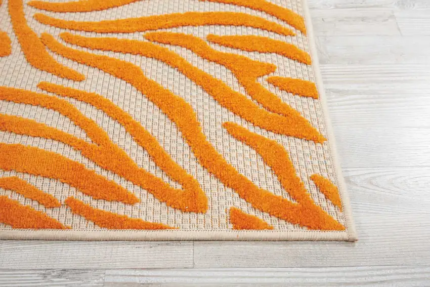 Orange Zebra Pattern Indoor Outdoor Area Rug Photo 5