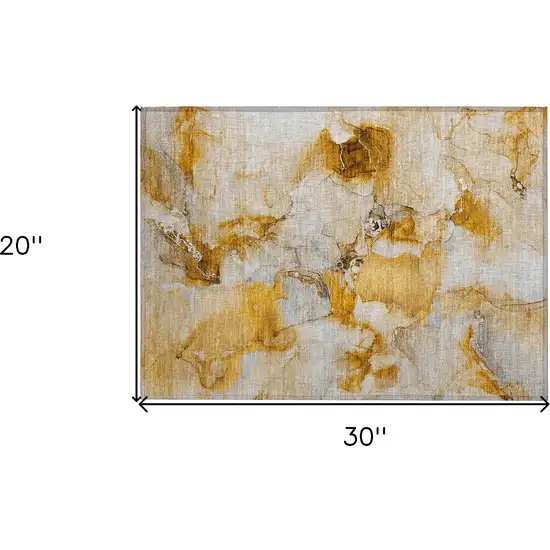 Orange and Ivory Abstract Washable Indoor Outdoor Area Rug Photo 3