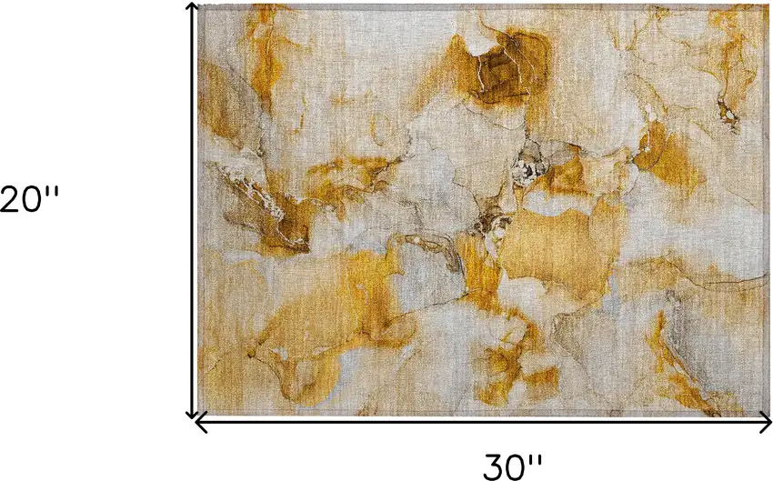 Orange and Ivory Abstract Washable Indoor Outdoor Area Rug Photo 3