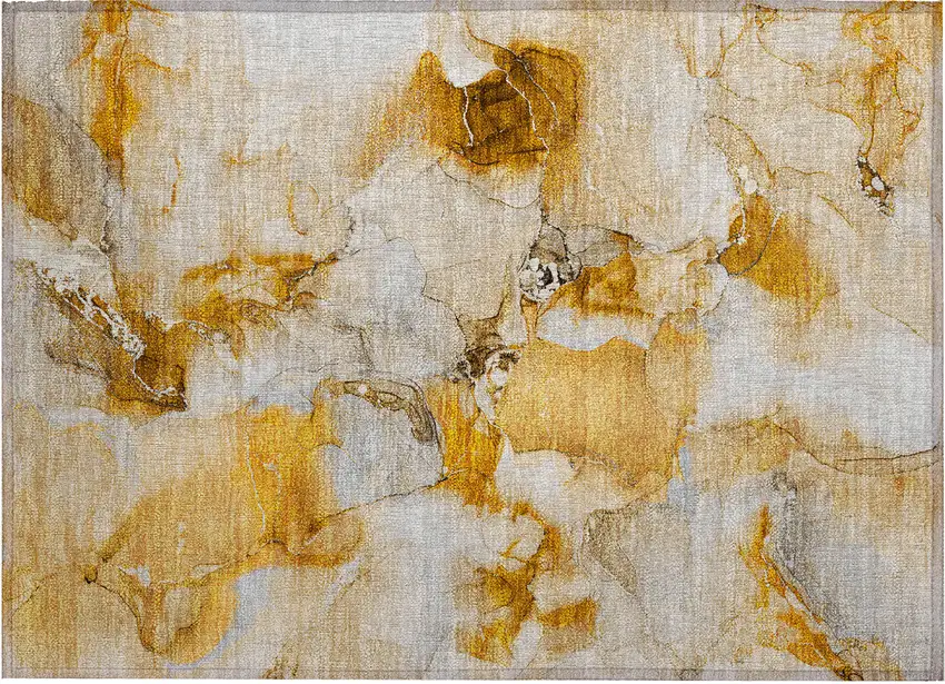 Orange and Ivory Abstract Washable Indoor Outdoor Area Rug Photo 2