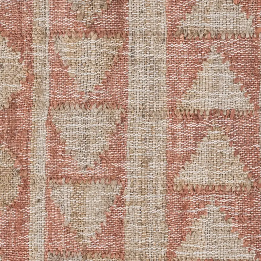 Orange and Ivory Geometric Hand Woven Runner Rug Photo 6