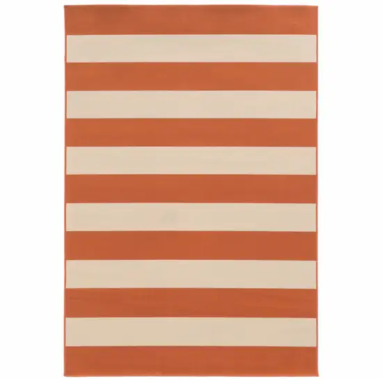 Orange and Ivory Striped Indoor Outdoor Area Rug Photo 1