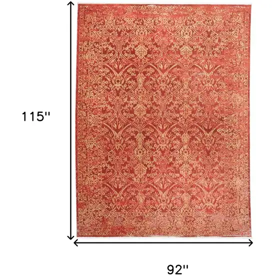 Orange and Red Oriental Power Loom Area Rug Photo 3