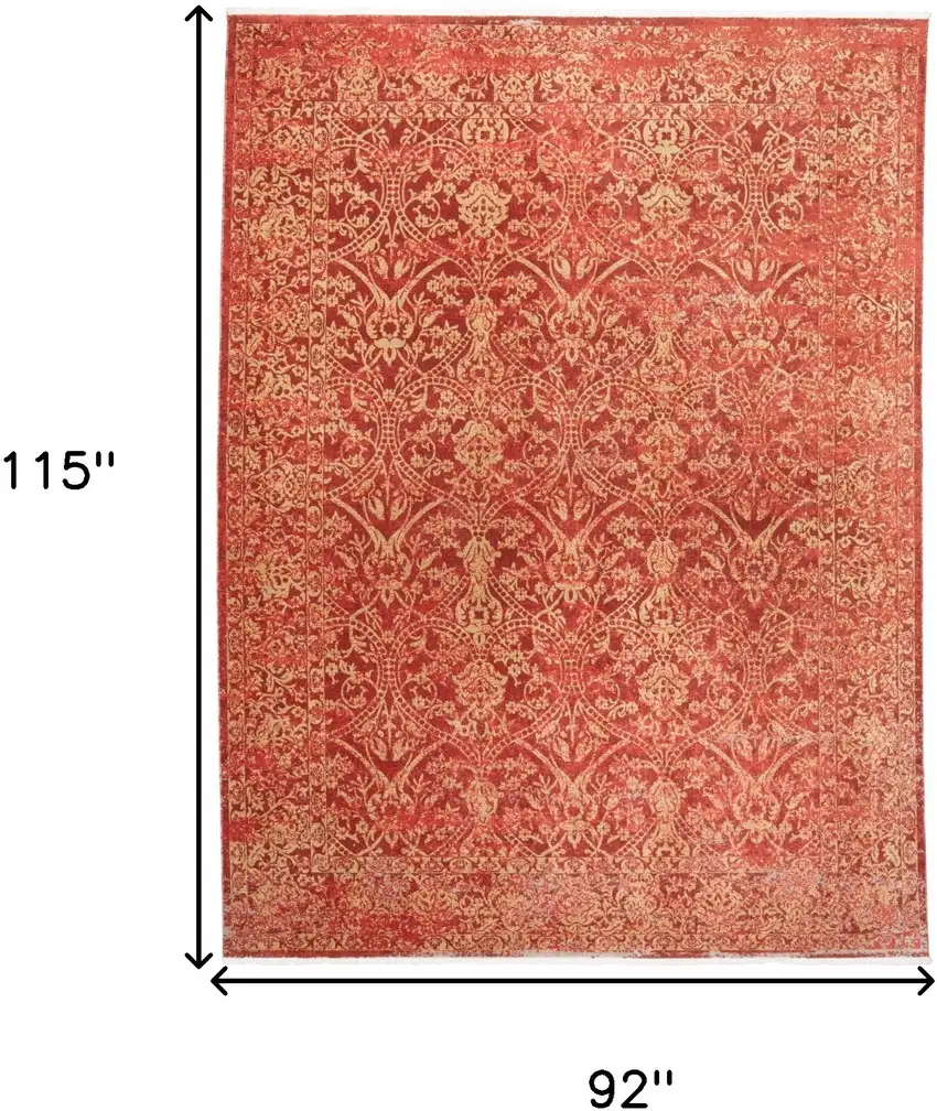 Orange and Red Oriental Power Loom Area Rug Photo 3