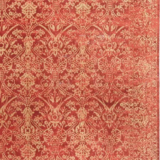Orange and Red Oriental Power Loom Area Rug Photo 6