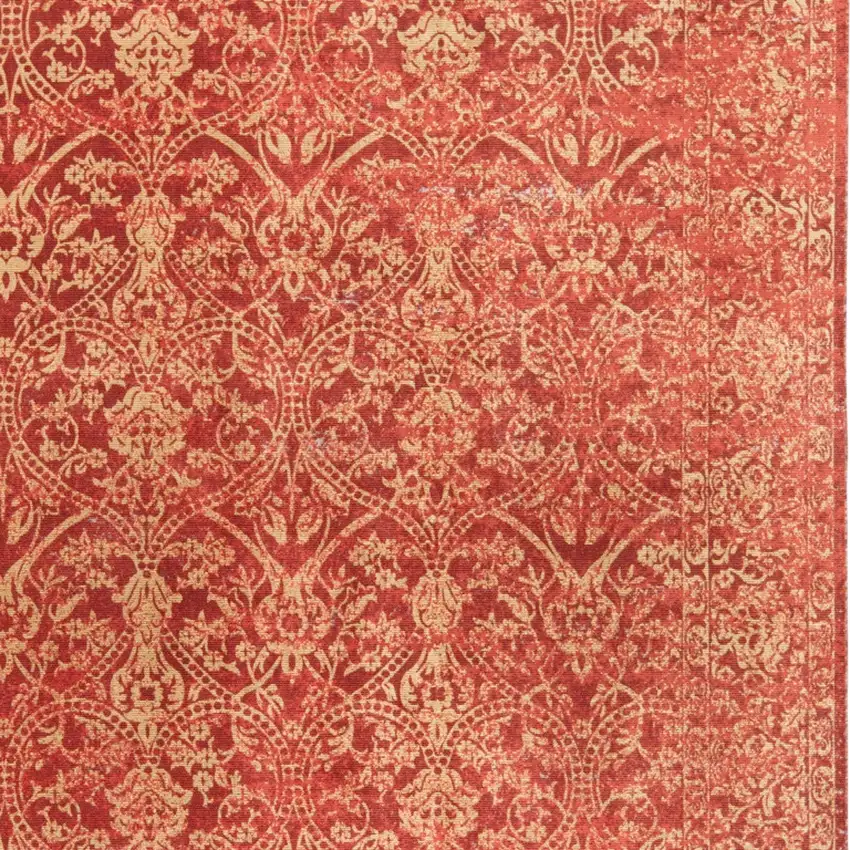 Orange and Red Oriental Power Loom Area Rug Photo 6