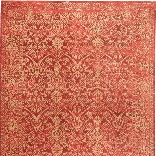 Orange and Red Oriental Power Loom Area Rug Photo 5