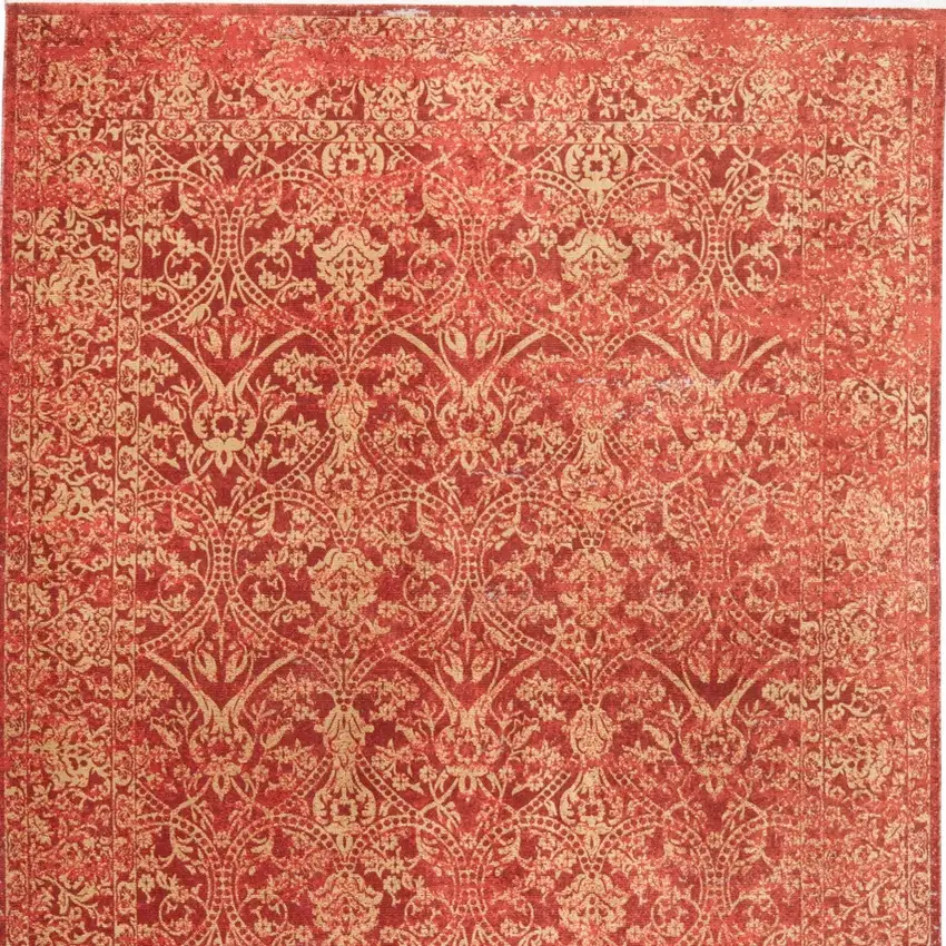 Orange and Red Oriental Power Loom Area Rug Photo 5