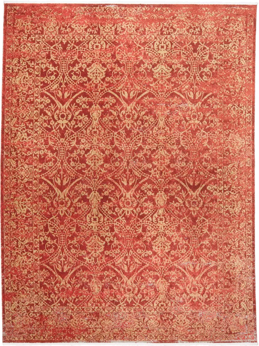 Orange and Red Oriental Power Loom Area Rug Photo 4