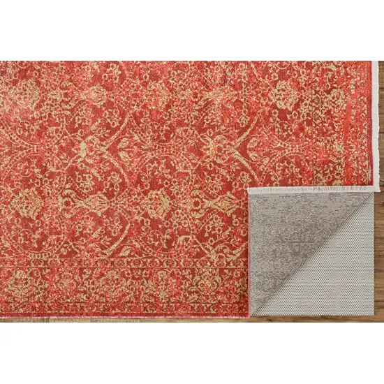 Orange and Red Oriental Power Loom Area Rug Photo 9