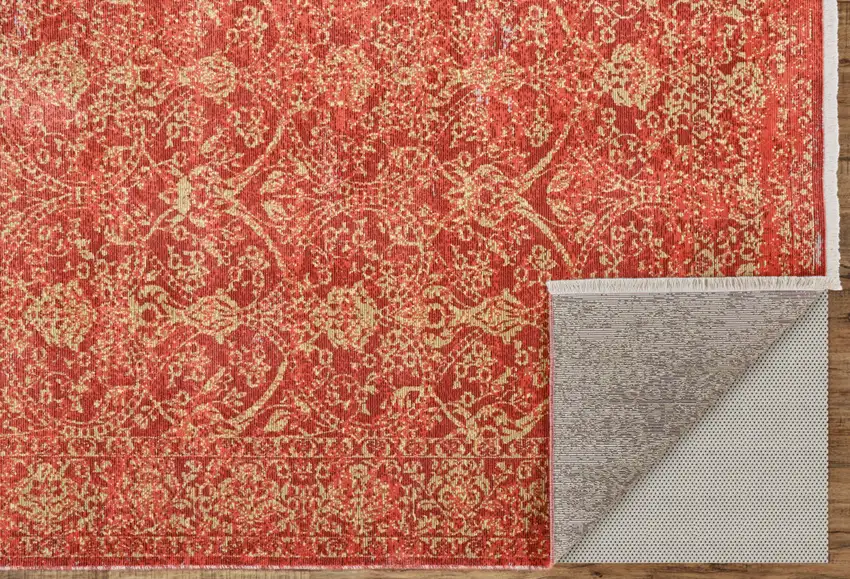 Orange and Red Oriental Power Loom Area Rug Photo 9