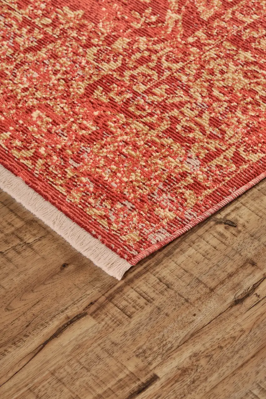 Orange and Red Oriental Power Loom Area Rug Photo 8