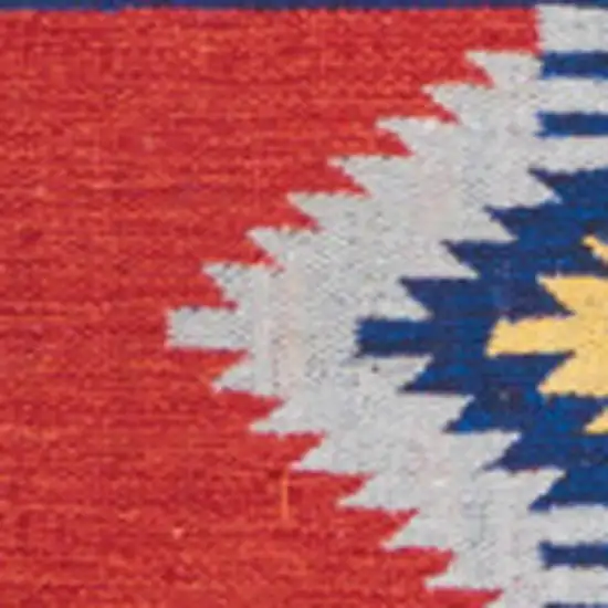 Orange and Red Southwestern Handmade Area Rug With Fringe Photo 5