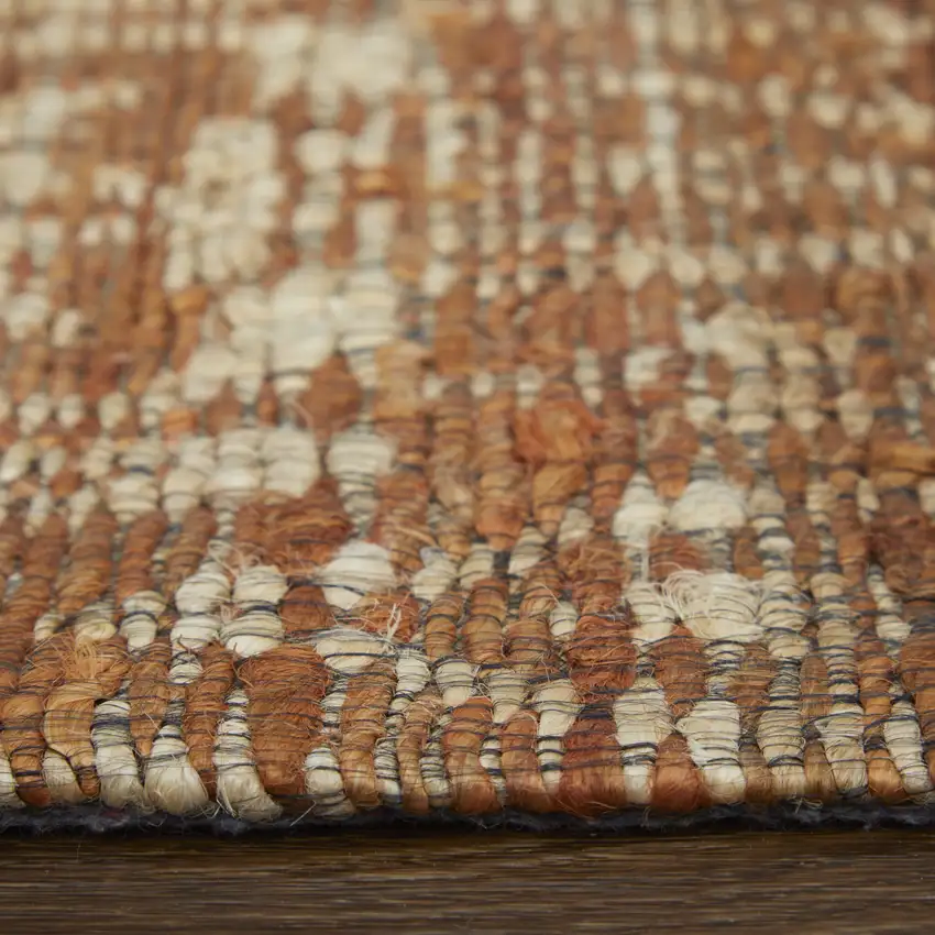 Orange and Tan Geometric Hand Woven Area Rug Photo 6