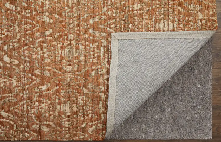 Orange and Tan Geometric Hand Woven Area Rug Photo 8