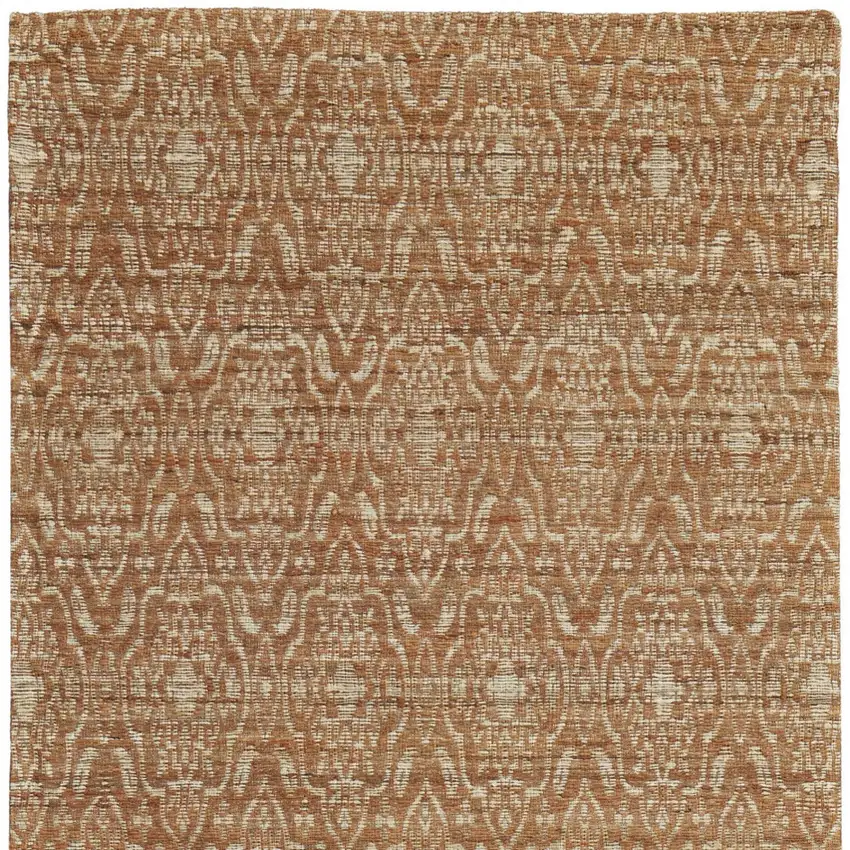 Orange and Tan Geometric Hand Woven Area Rug Photo 4