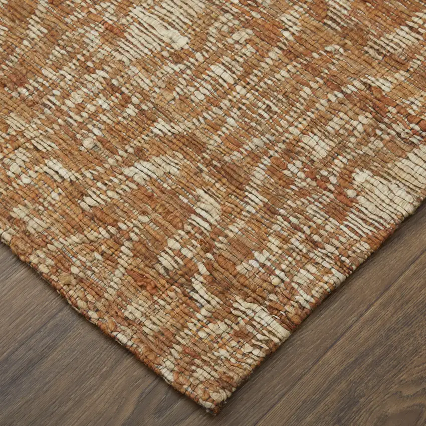 Orange and Tan Geometric Hand Woven Area Rug Photo 7